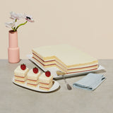 Elite Sweets sliced strawberry shortcake slab on dessert plates